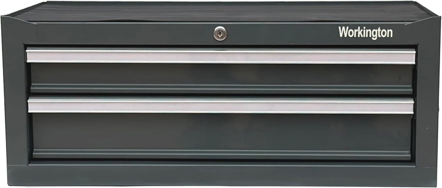 Workington Industrial 2 Drawers Portable Metal Intermediate Box, 26' Middle Tool Chest Cabinet with Ball Bearing Drawer Slides, Steel Tool Storage Box Organizer 4008 Gray