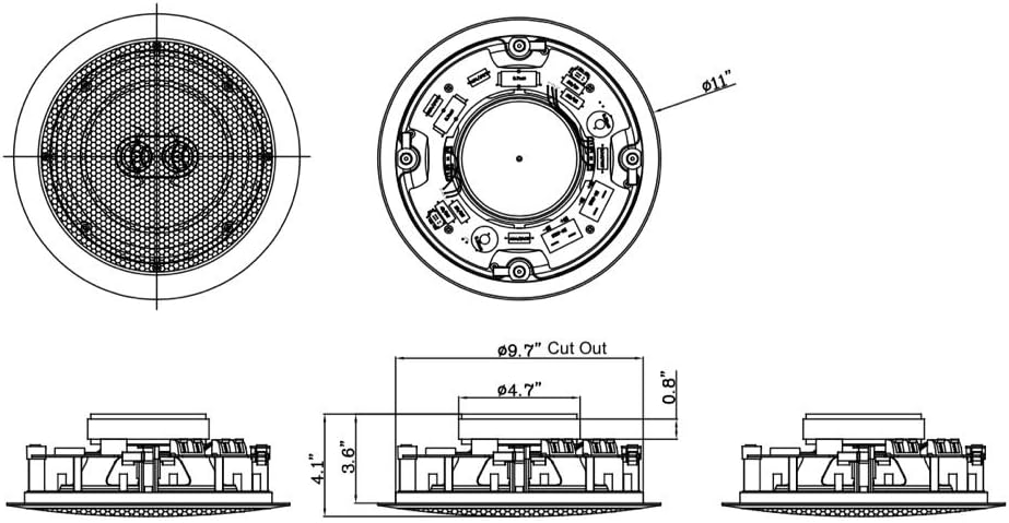 82S2C Silver Ticket In-Wall In-Ceiling Speaker with Pivoting Tweeter (2 Channel Stereo 8 Inch in-ceiling) 11 Inch overall size