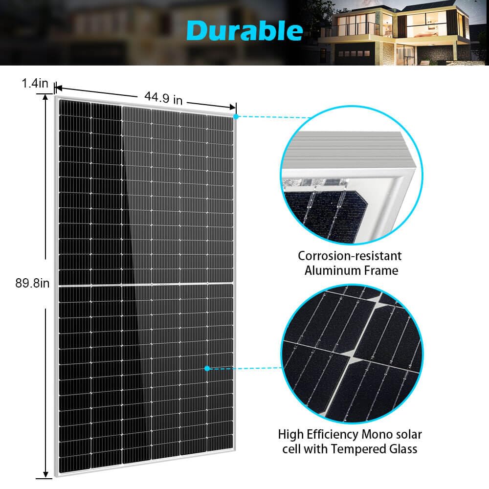 SUNGOLDPOWER 2PCS 550W Solar Panel,UL61730,18BB Monocrystalline Grade A Cell,Rigid,High Efficiency,IP68，Charging 12V/24V/48V Battery on Rooftop,Yard,Marine,on/Off Grid System CEC Listed (Total 1100W)