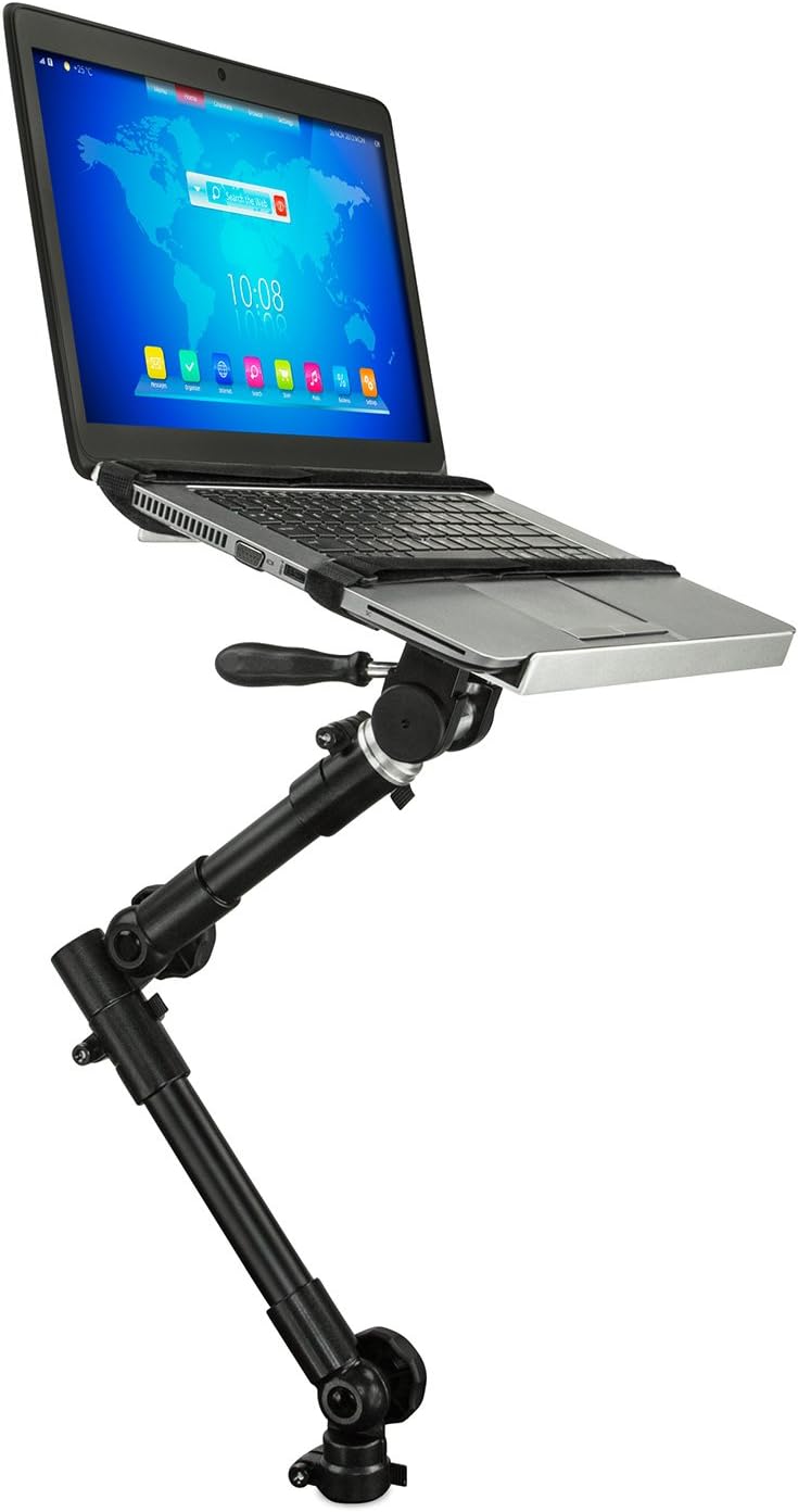 Mount-It! Car Laptop Mount, No-Drill Passenger Seat Laptop Stand for 12–15.4 Inch Laptops up to 9 lbs, Height Adjustable Full Motion Vehicle Laptop Mount