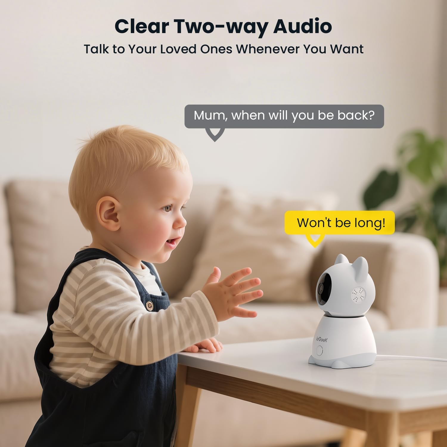 ieGeek Baby Monitor with 2 Cameras, 5' Large Screen Split-Screen Video Baby Monitor | 2K HD Non-WiFi Monitor with App & Parent Unit | Night Vision, 2-Way Audio, Cry Detection, Temperature Sensor