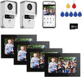 Wired Video Doorbell Apartment Intercom with 7 inch Touch Monitor System,1080P Doorphone Door Camera,TUYA WiFi Smart Home Video Intercom Door Phone Kits for Home Villa (2 doorbell+4 Monitor)