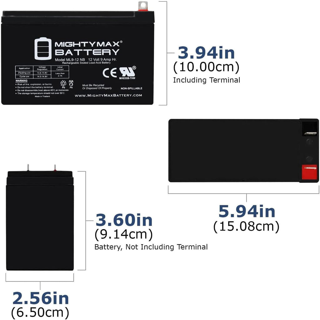 Mighty Max Battery 12 VOLT 9 AH SLA BATTERY NB terminal - 4 Pack