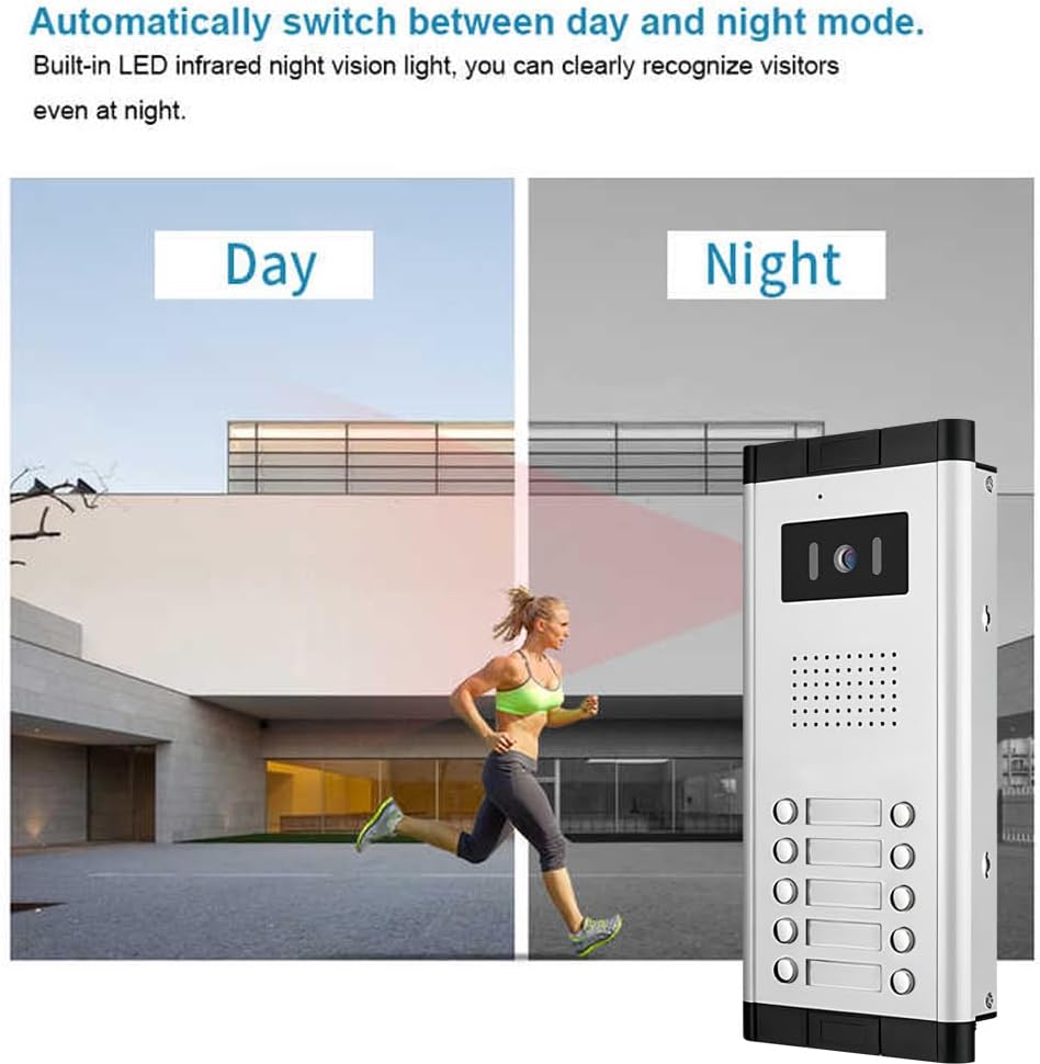 Wired Video Apartment Intercom System,2/3/4/5/6/8/10/12 Units Family 7 inch Monitor Video Door Phone Kit,Indoor Outdoor Video Doorbell,2 Way Audio for Home (1 Doorbell + 10 Monitor)