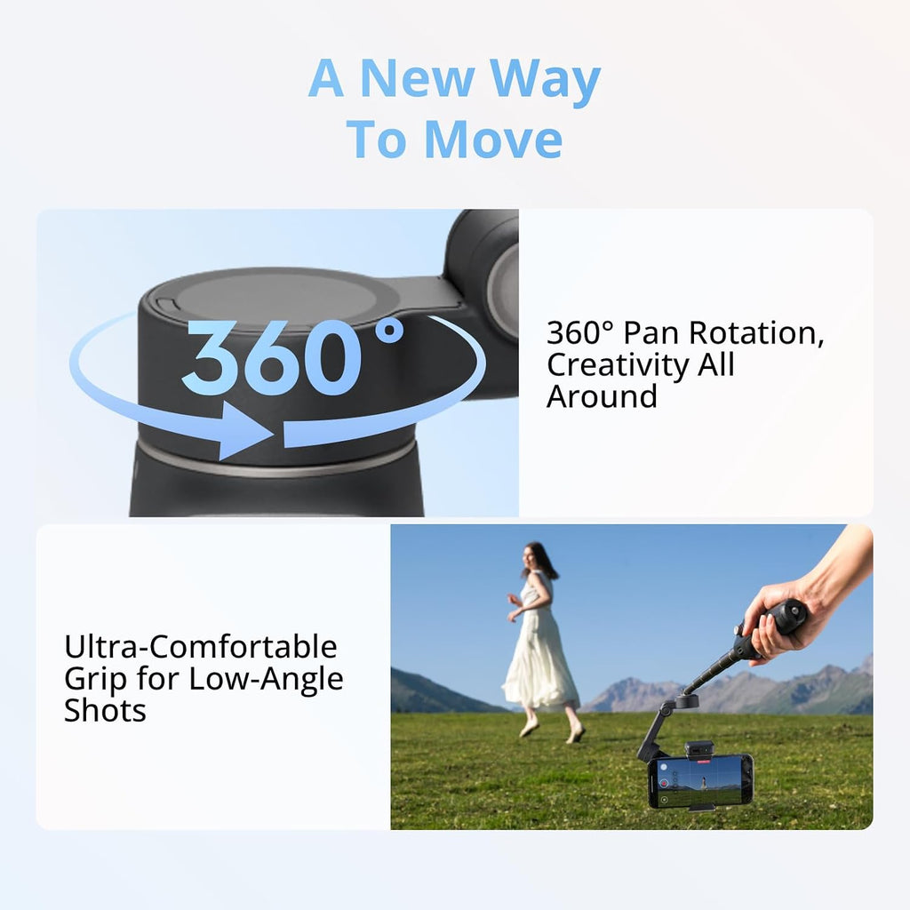 DJI Osmo Mobile 8 Standard Combo, Gimbal Stabilizer for Phone, AI Native Tracking, 360° Pan Rotation, Built-in Extension Rod & Tripod, 10h Battery, Extension Rod, Robust 3-Axis Stabilization