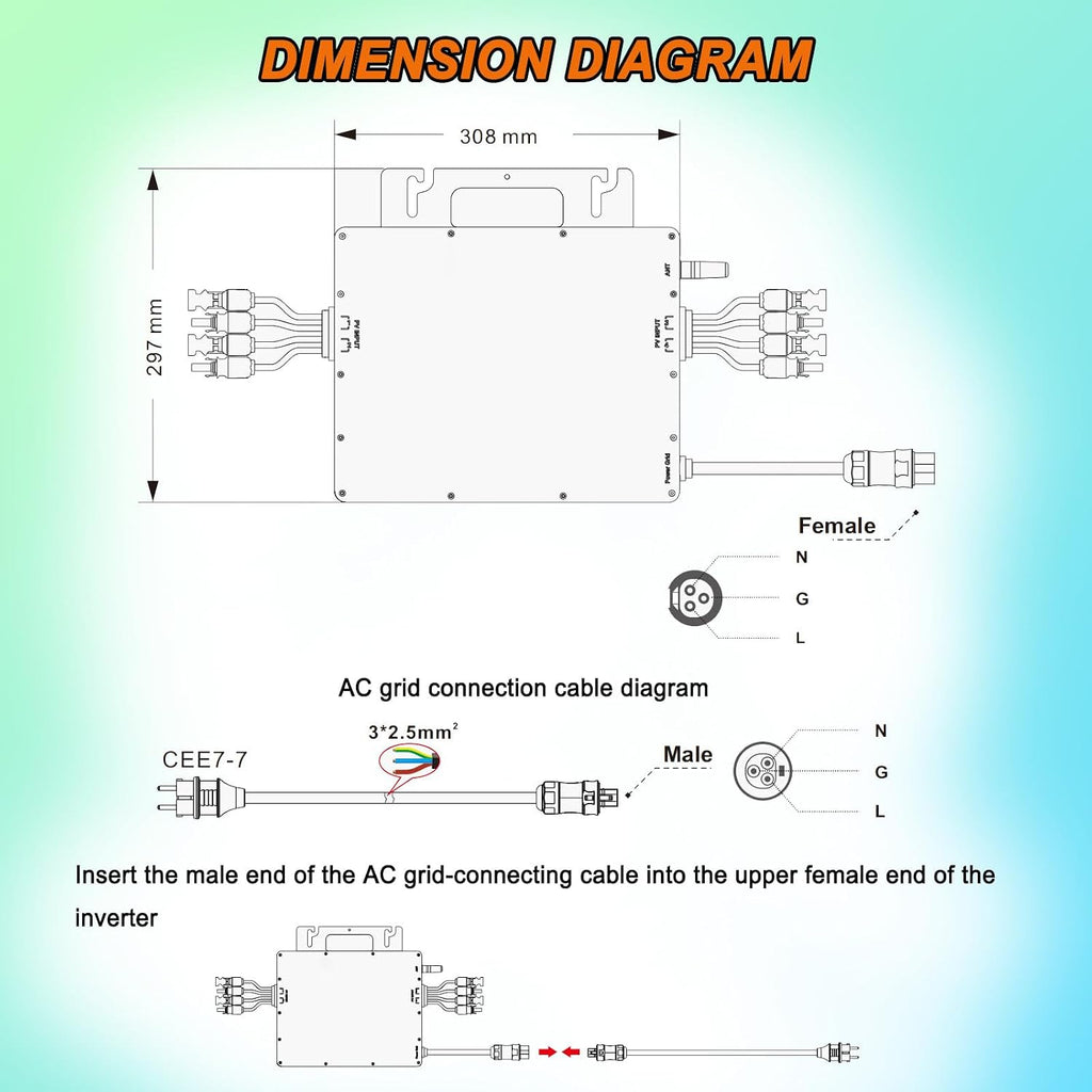 GTMI-2000W Micro Inverter, Solar Grid-Connected System, IP67 Waterproof, Automatic Identification, Balcony Power Generation, DC to AC
