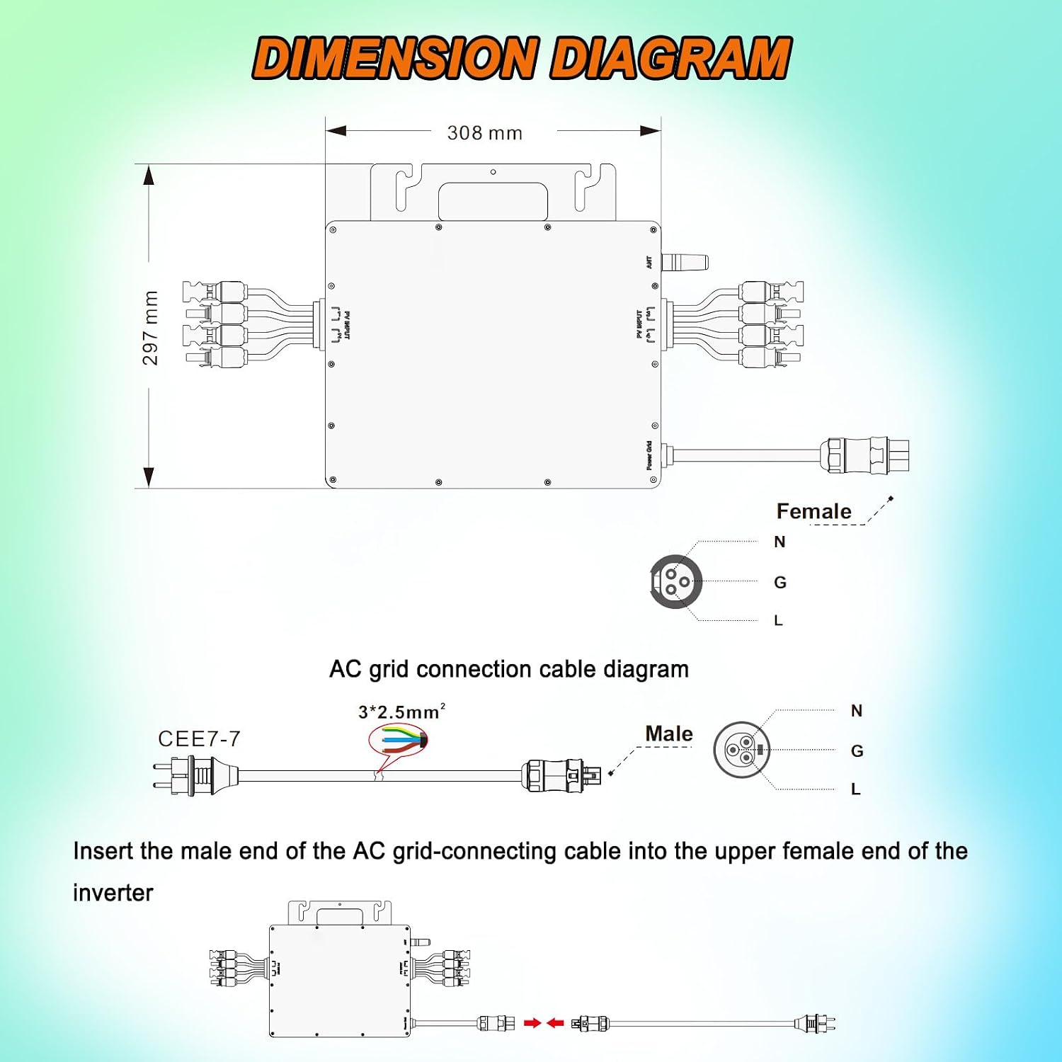 GTMI-2000W Micro Inverter, Solar Grid-Connected System, IP67 Waterproof, Automatic Identification, Balcony Power Generation, DC to AC