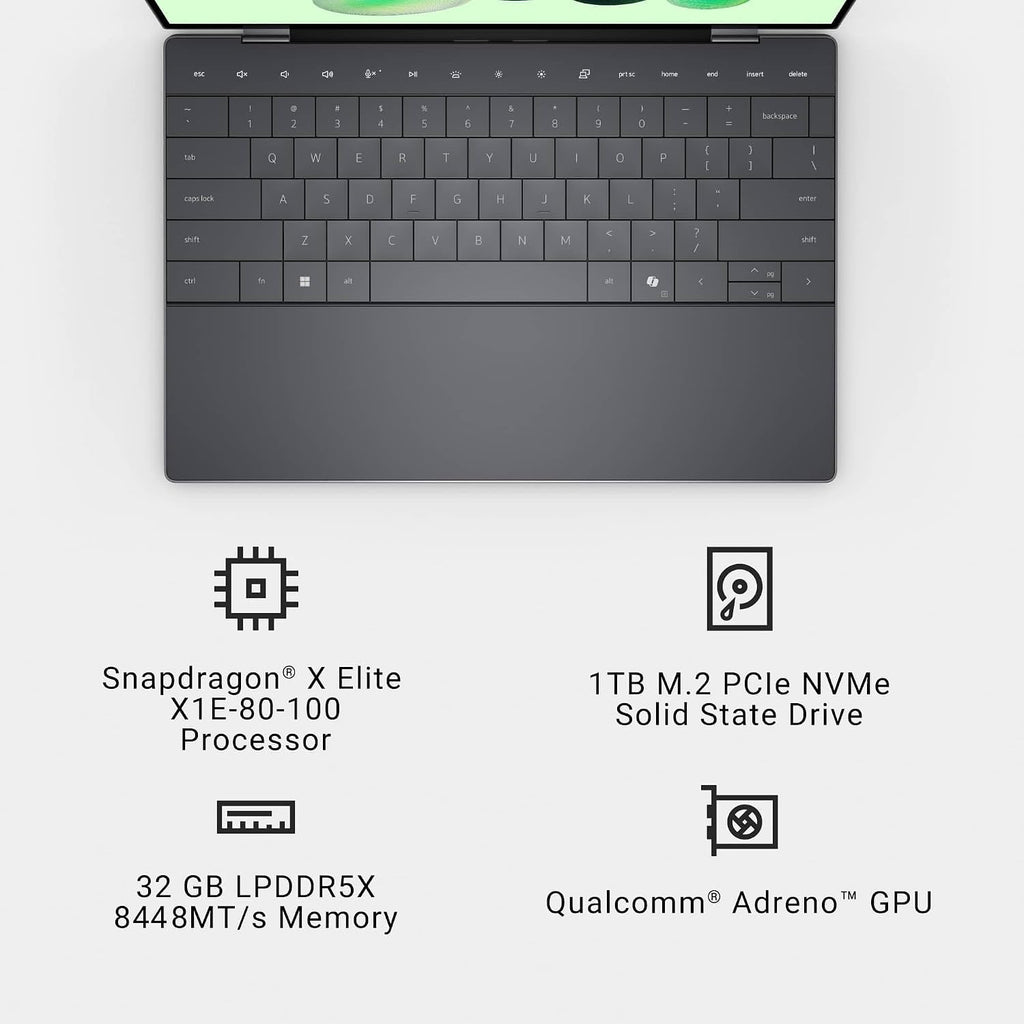 Dell XPS 13 9345 Laptop, Copilot+ AI PC (13.4'' FHD+ 120Hz, Qualcomm 12-Core Snapdragon X Elite, 32GB 8848MT/s RAM, 1TB SSD), Thin & Light, 27 Hours Battery Life, Wi-Fi 7, Win 11 Pro (Renewed)