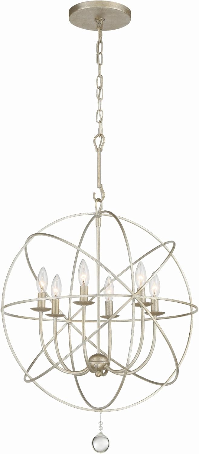 Crystorama Solaris 6 Light Olde Silver Sphere Chandelier