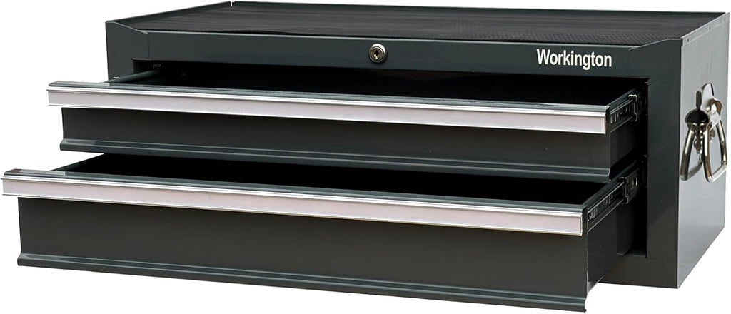 Workington Industrial 2 Drawers Portable Metal Intermediate Box, 26' Middle Tool Chest Cabinet with Ball Bearing Drawer Slides, Steel Tool Storage Box Organizer 4008 Gray