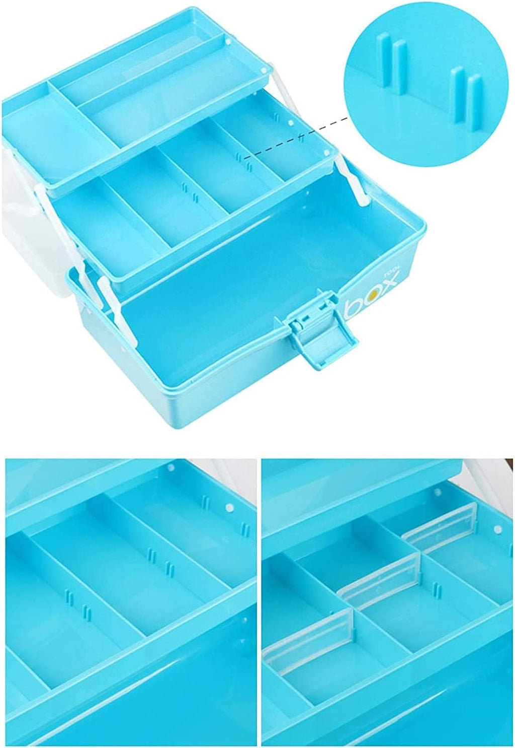 LIOONS Tool Box 3-Layer Plastic Lightweight Tool Boxes High Capacity Tool Kit Small Parts Storage Storage Case Blue Tool Set