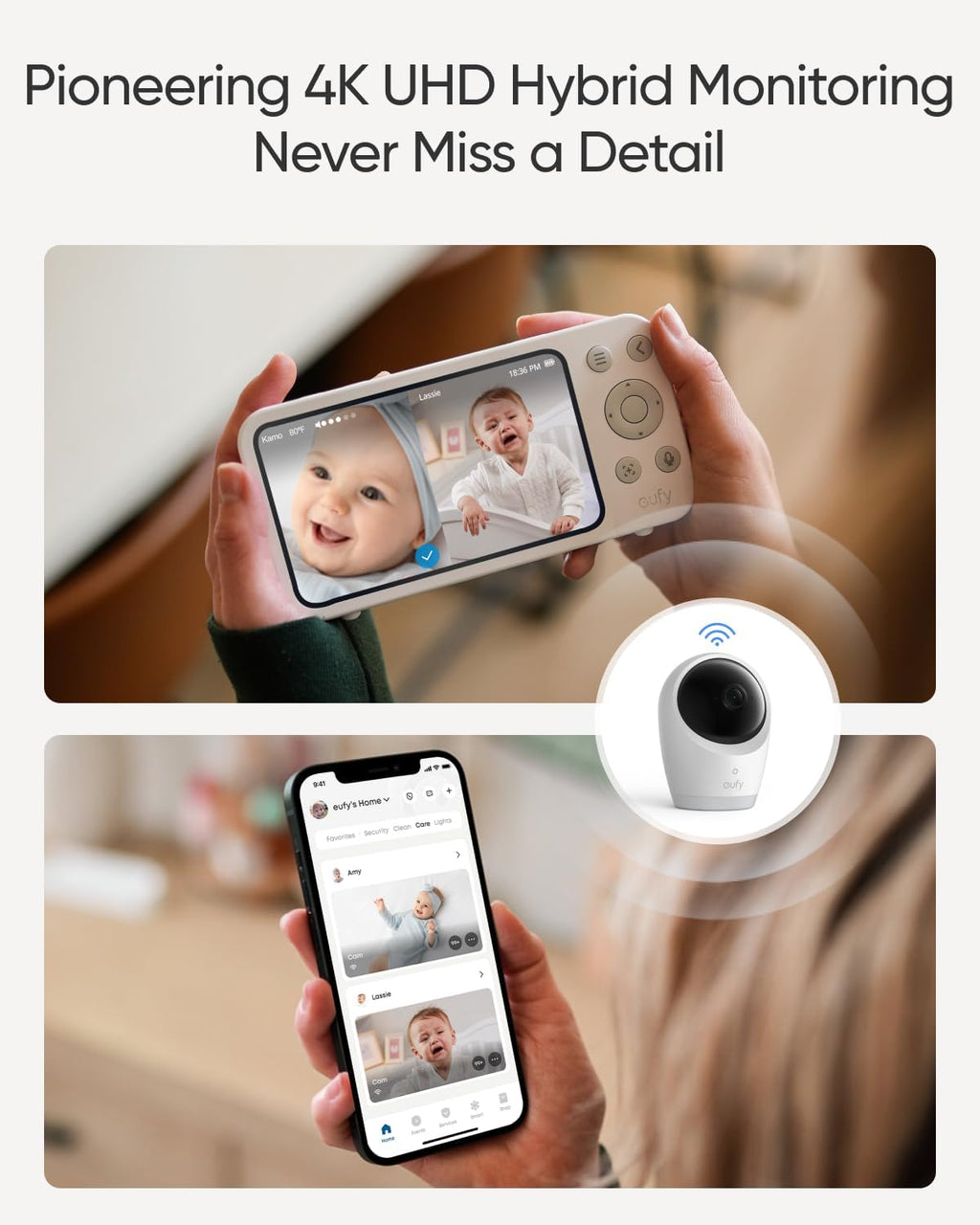 eufy Baby Monitor E21 Add-On Camera, 4K UHD Resolution, 330° Pan and 60° Tilt, 8× Zoom, Night Vision, 5000mAh Built-in Battery, ANR (Renewed)