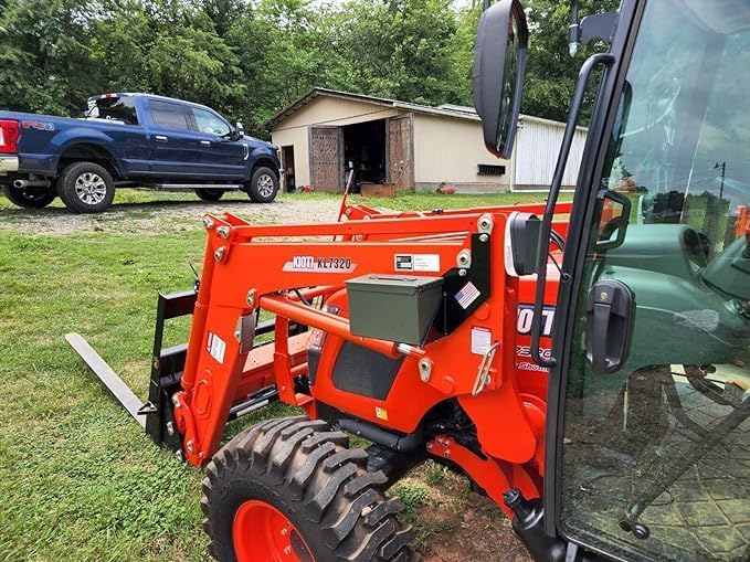 Heavy-Duty Grey Toolbox System Compatible with Kioti RX7320 Tractor and KL7320 Loader - Durable Equipment Storage