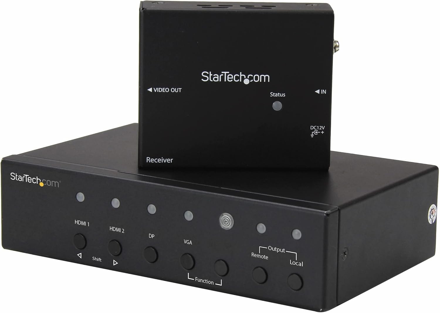 StarTech.com Multi-Input HDBaseT Extender with Built-in Switch - DisplayPort VGA and HDMI Over CAT5e or CAT6 - Up to 4K - up to 230 ft, TAA (STDHVHDBT)