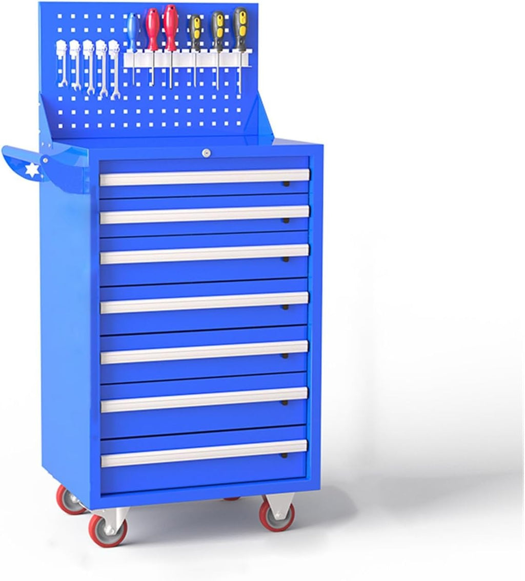 Multifunctional 7 Drawer Rolling Tool Chest, Multifunctional Toolbox with Wheels, Tool Organizer Box for Garage, Warehouse, Workshop, Repair Shop for Garage(Blue)