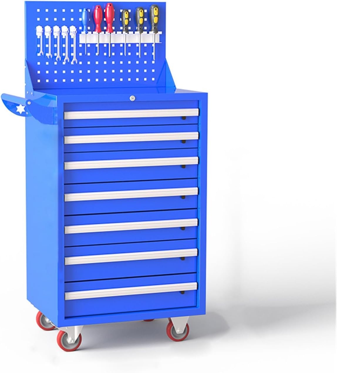 Multifunctional 7 Drawer Rolling Tool Chest, Multifunctional Toolbox with Wheels, Tool Organizer Box for Garage, Warehouse, Workshop, Repair Shop for Garage(Blue)