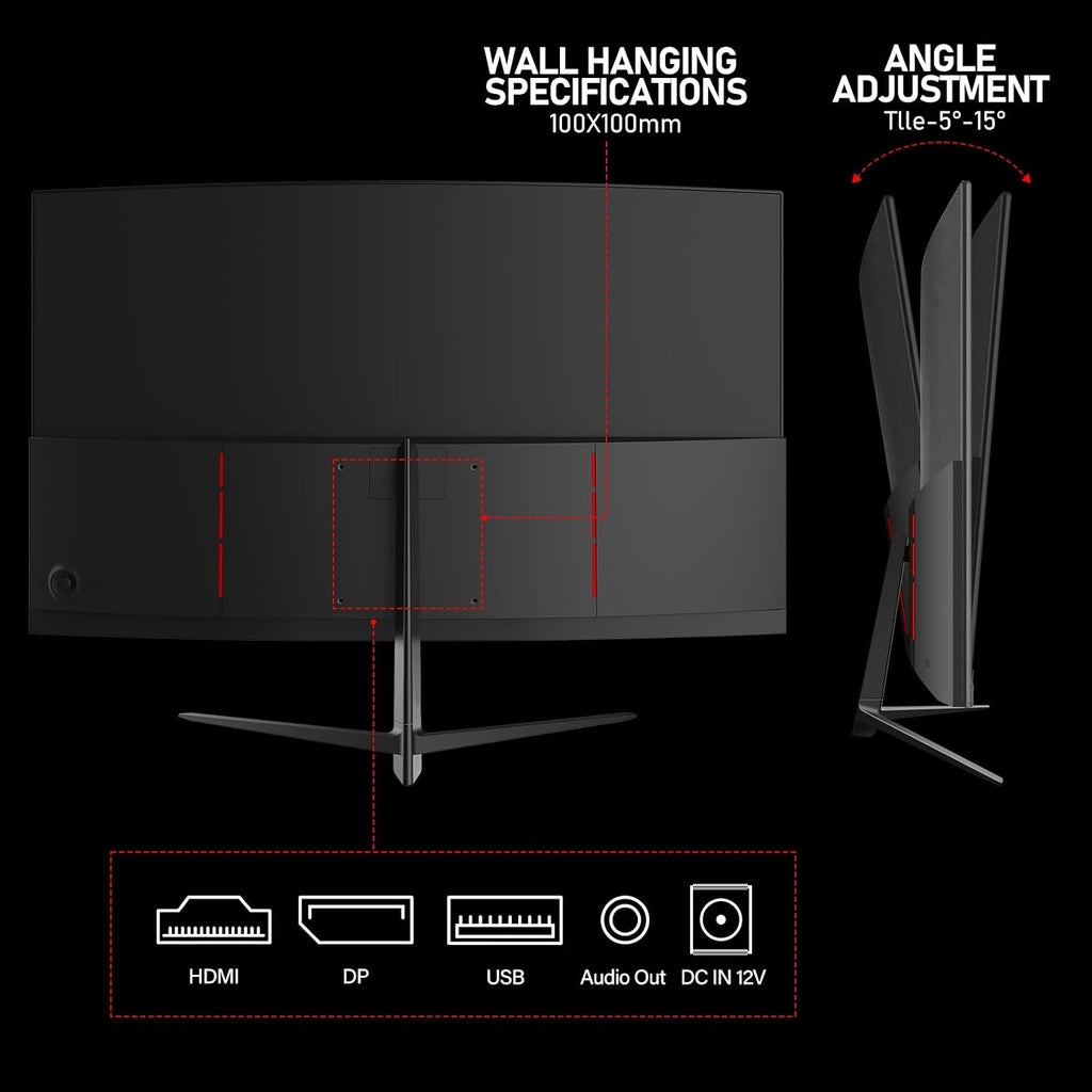 Gawfolk 27 inch Curved Gaming Monitor,144Hz/180Hz PC Monitor Full HD 1080P, Frameless 1800R Computer Display with FreeSync & Eye-Care Technology, Wall Mountable, DP, HDMI Port (Black)