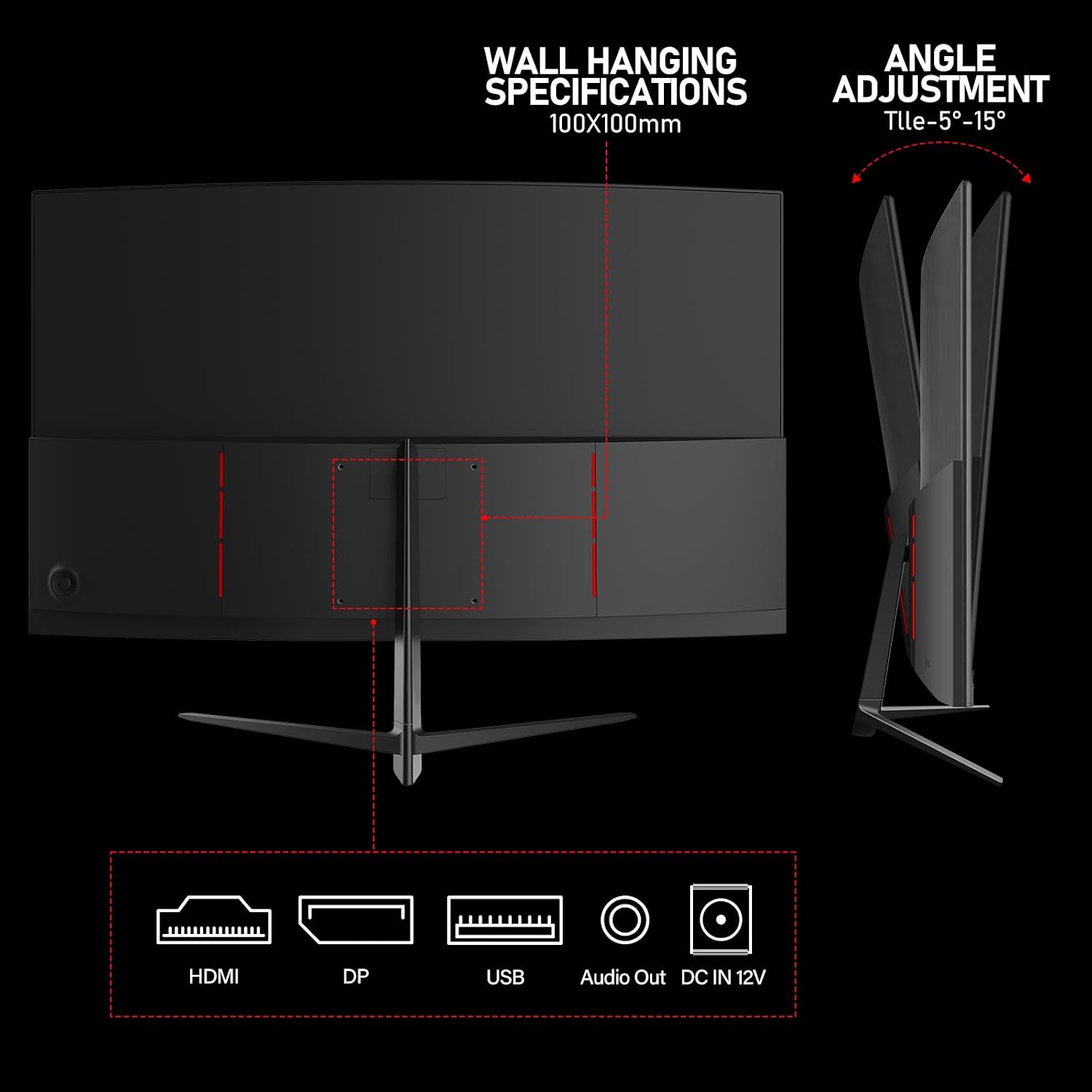 Gawfolk 27 inch Curved Gaming Monitor,144Hz/180Hz PC Monitor Full HD 1080P, Frameless 1800R Computer Display with FreeSync & Eye-Care Technology, Wall Mountable, DP, HDMI Port (Black)