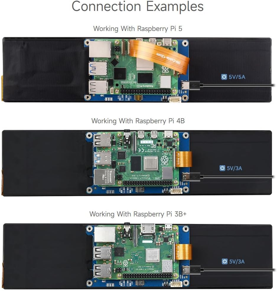 waveshare 11.9inch Capacitive Touch Display Compatible with Raspberry Pi 5/4B/3B/Zero/Zero W/Zero 2W/Pico/Pico W/Pico WH, 320×1480 Resolution IPS DSI Interface