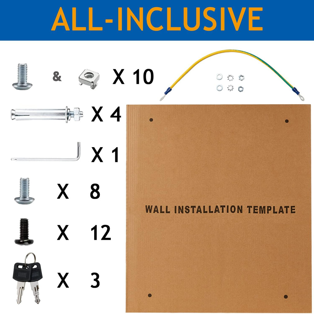 9U Wall Mount Server Cabinet Network Rack Enclosure Locking Glass Door