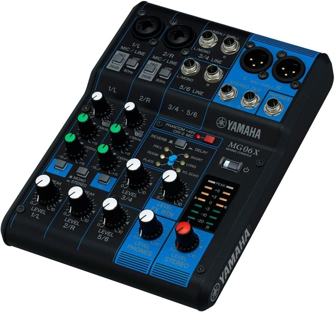 YAMAHA MG06X 6-Input Compact Stereo Mixer with Effects