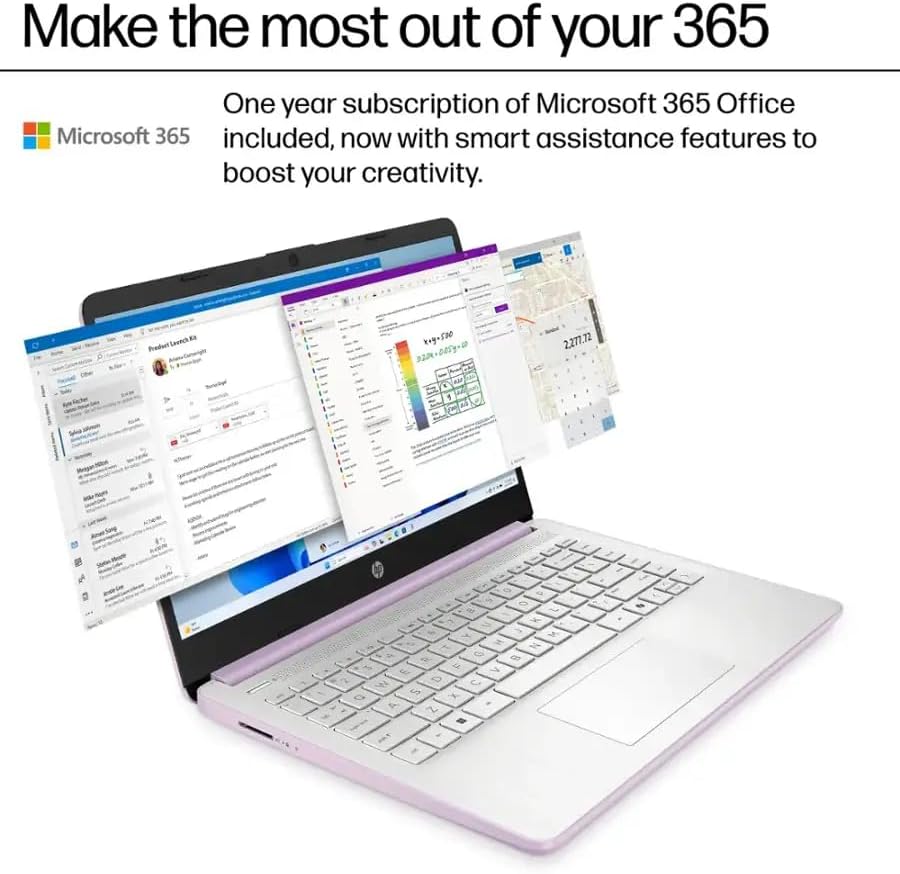HP Laptop 14' for Student & Business, 1 Year Office 365, 16GB RAM, 384GB Storage(128GB UFS + 256GB SD Card), Intel Quad-Core Processor(Beat i3-1115G4), Wi-Fi 6, Webcam, USB C, Win 11 Pro