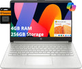 HP 14 Laptop (14' HD, Intel Celeron N4120, 4GB RAM, 256GB Storage (128GB eMMC + 128GB SD Card)) School & Business, 11-Hour Battery Life, 1-Year Office 365, Win 11 Home S w/AI Copilot, Silver
