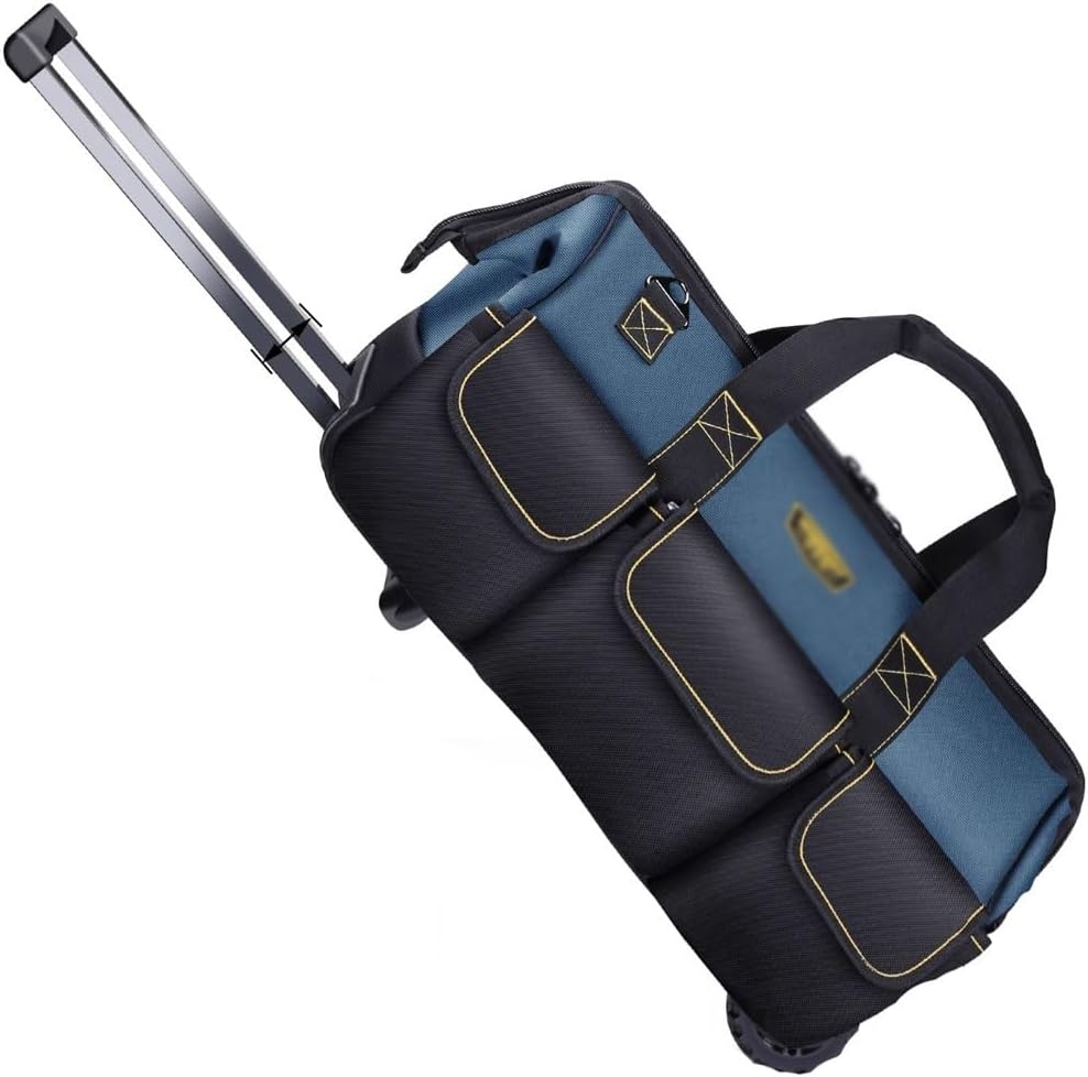 Tool Box 22 Inch Soft Tool Bag on Wheels in Resistant Thick Oxford Cloth Partition Portable Rolling Tool Box Tool Organizer for Drill Storage Tool Storage