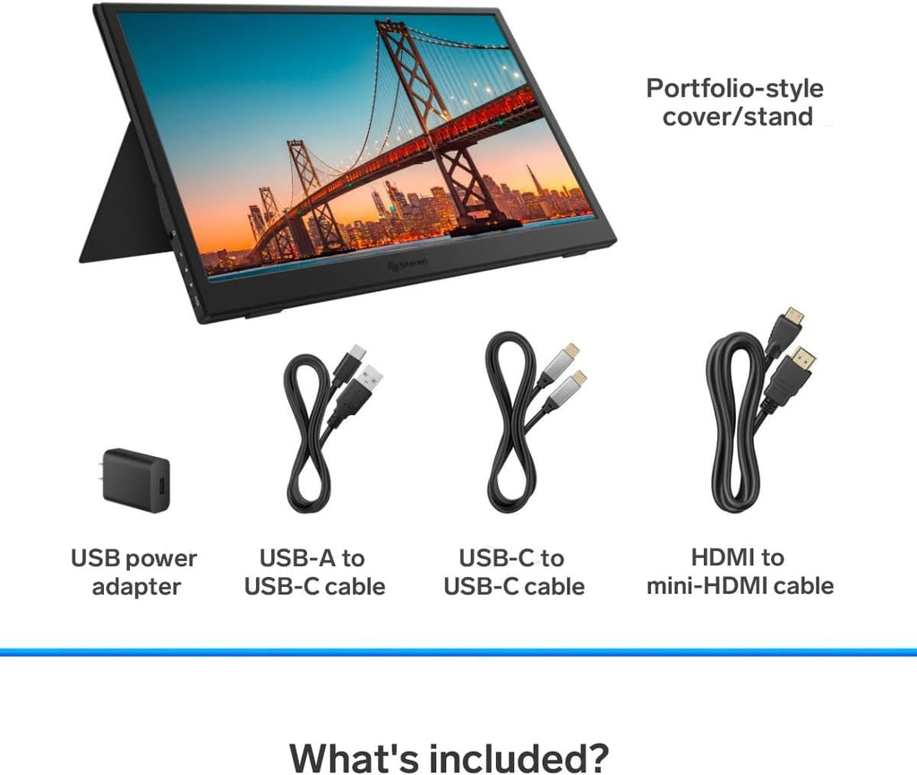 STEREN 16' Portable HDR Monitor for Laptops – Full HD Display with USB-C, HDMI, and Ultra-Slim Design