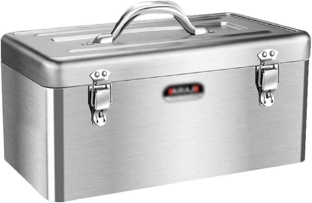 Stainless Steel Tool box,2 Layer Folding Multi-Function Tool box,with Removable Tool Tray and Lock Storage Box,Easy to Carry Hand Carry Tool Cases,for Tools Storage Household Hand Tool Box, Large
