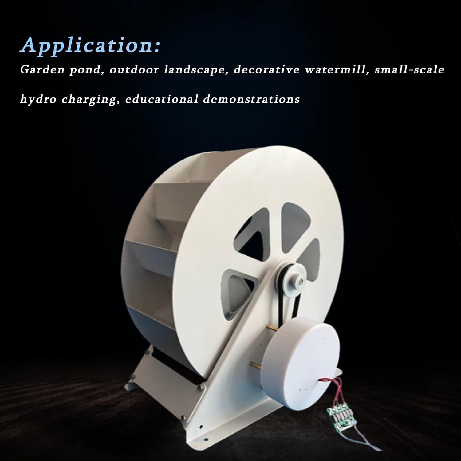 100W Waterwheel Hydroelectric Generator, Low-Speed Hydro Water Wheel Generator With Silent Belt & Gear Drive, Portable Outdoor Micro Turbine Water Generation With LED Light