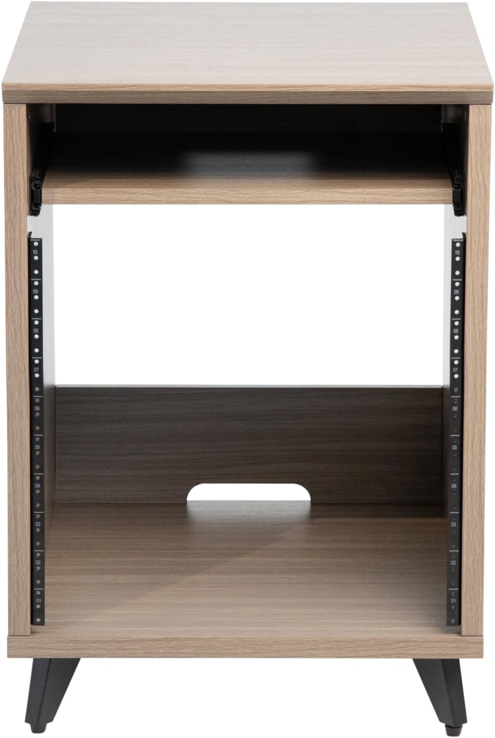 Gator Frameworks Elite Series 10U Studio Rack Desk with Slide-Out Tray and Rear Cable Passthrough; Driftwood Grey Finish (GFW-ELITEDESKRK-Gry)