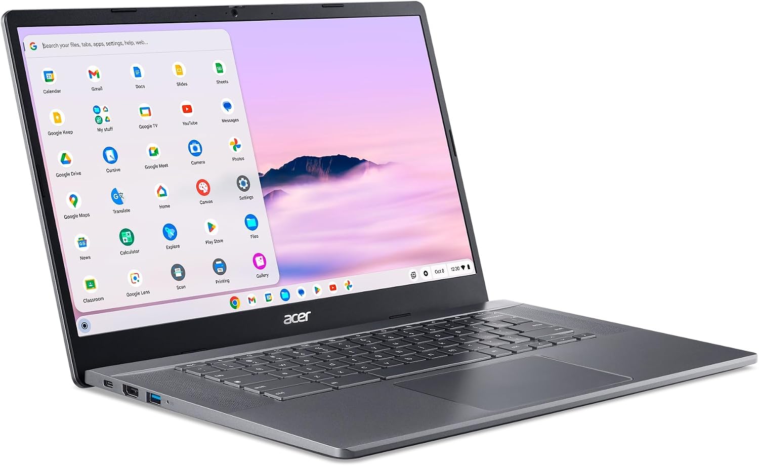 acer Chromebook Plus 515 Laptop with Google AI – 15.6' Full HD 1920 x 1080 IPS Touch Display | Intel Core i3-1305U | 8GB LPDDR5X | 256GB SSD | Wi-Fi 6E | FHD Camera | Chrome OS | CB515-2HT-33M4