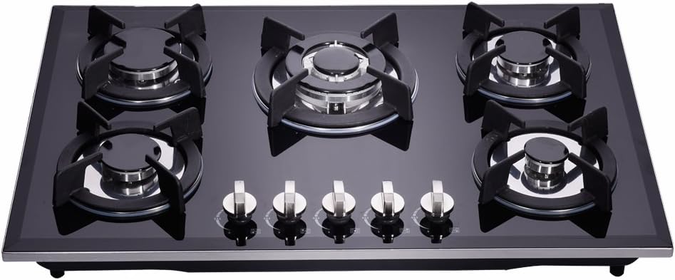 30 Inch Dual Fuel Gas Cooktop - 5 Burners, Tempered Glass, Drop-In, Sealed, DK157-A01S