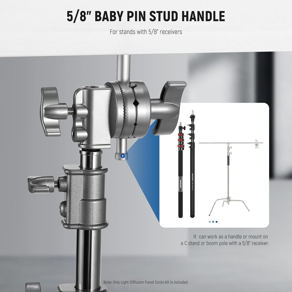 NEEWER Light Diffusion Panel Scrim Kit with Silver/White Reflector Film 30'x30' Foldable Frame with 5/8' Baby Pins Handle for C Stand 3 in 1 Diffuser for Studio Portrait Product Photography, SF7575F