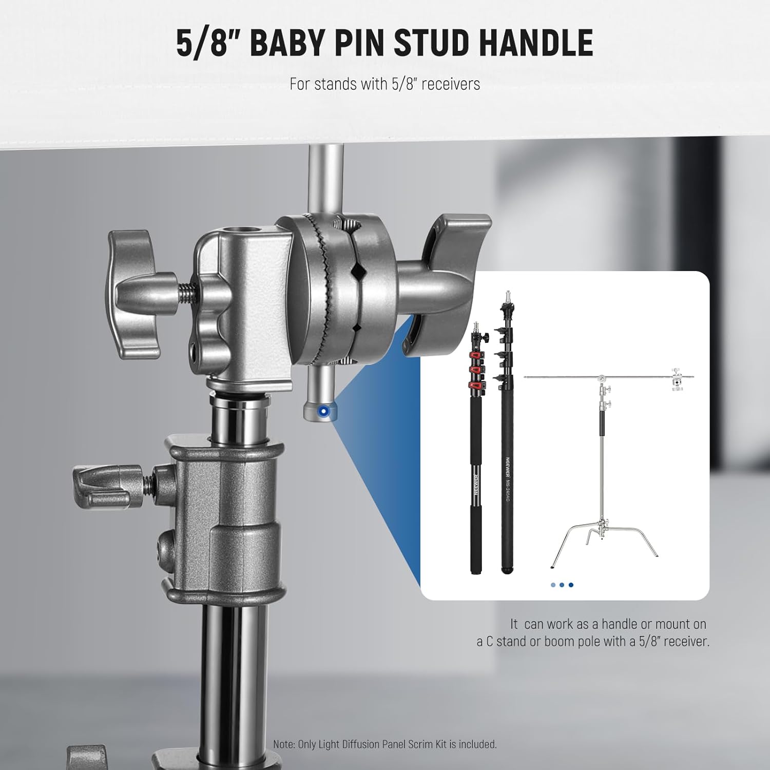 NEEWER Light Diffusion Panel Scrim Kit with Silver/White Reflector Film 30'x30' Foldable Frame with 5/8' Baby Pins Handle for C Stand 3 in 1 Diffuser for Studio Portrait Product Photography, SF7575F