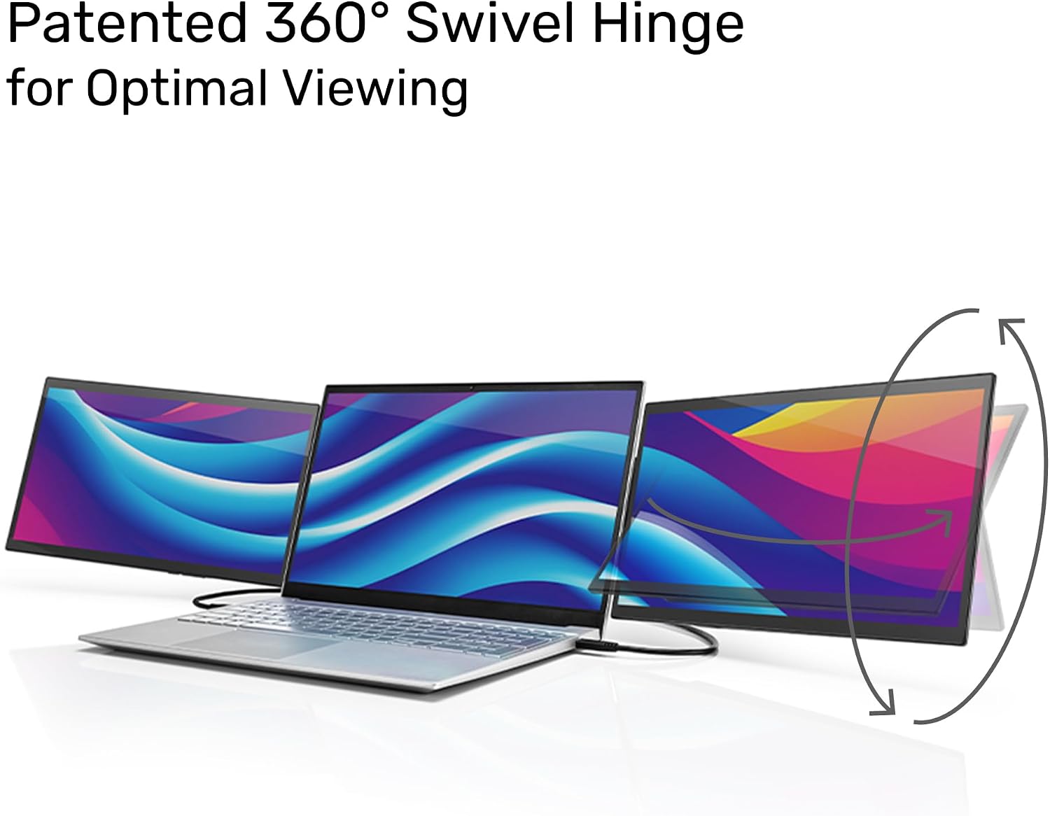 SideTrak Swivel Pro Triple 13.3' Portable Monitor for Laptop | Patented 360° Swivel Hinge, Ultra-Slim FHD 1080p Laptop Screen Extender w/Kickstand | USB-C, Mac, PC, Chrome Compatible
