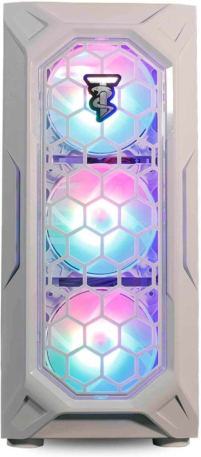 ViprTech Ghost 4.0 Liquid-Cooled PC - AMD Ryzen 7 (4.4Ghz Turbo), RTX 5060 Ti, 32GB DDR4, 1TB SSD, VR-Ready, Streaming, WiFi BT, RGB, Win 11, Gaming Desktop Computer Prebuilt, White