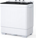 Compact Twin Tub Portable Mini Washing Machine 26lbs Capacity, Washer(18lbs)&Spiner(8lbs)/Built-in Drain Pump/Semi-Automatic (White&Black)