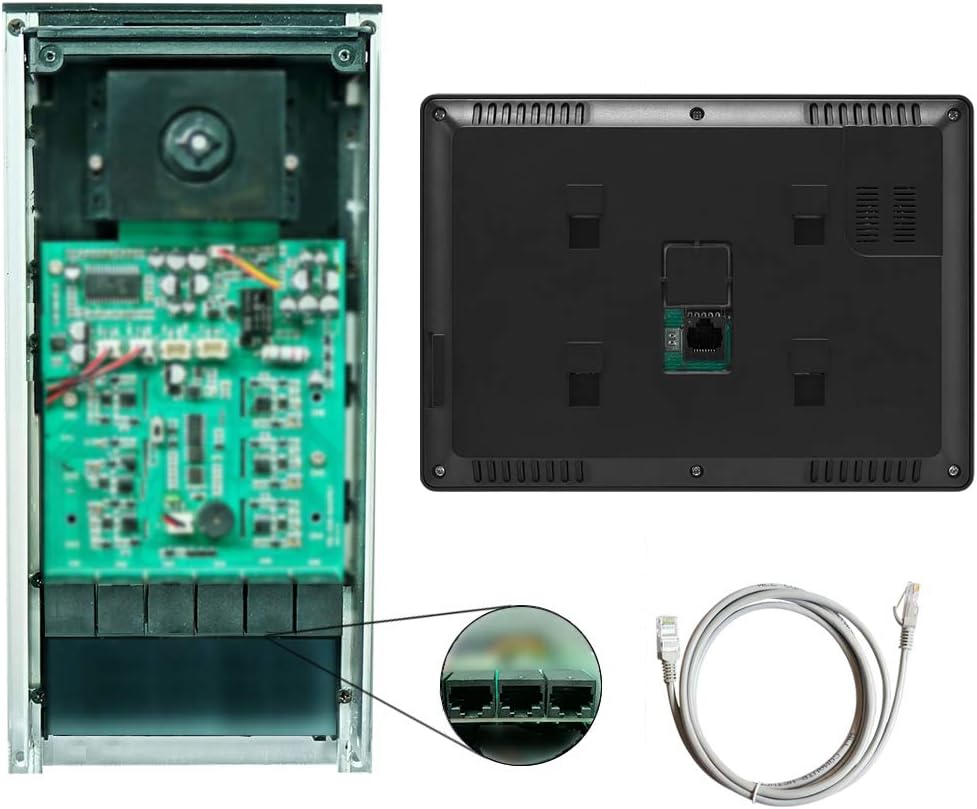 Upgrade Versions 3 Units Apartment Intercom System 7 inch Touch Monitor Video Door Phone Kits Support Ethernet Cable Connect, Single-Supply, ID Keyfobs Unlock for Home Apartment