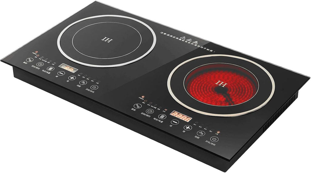 Electric Dual Induction Cooker Cooktop, 1200W+1400W Digital Countertop Burner Induction Cooker+Ceramic-Cooker Double Burner Cooktop