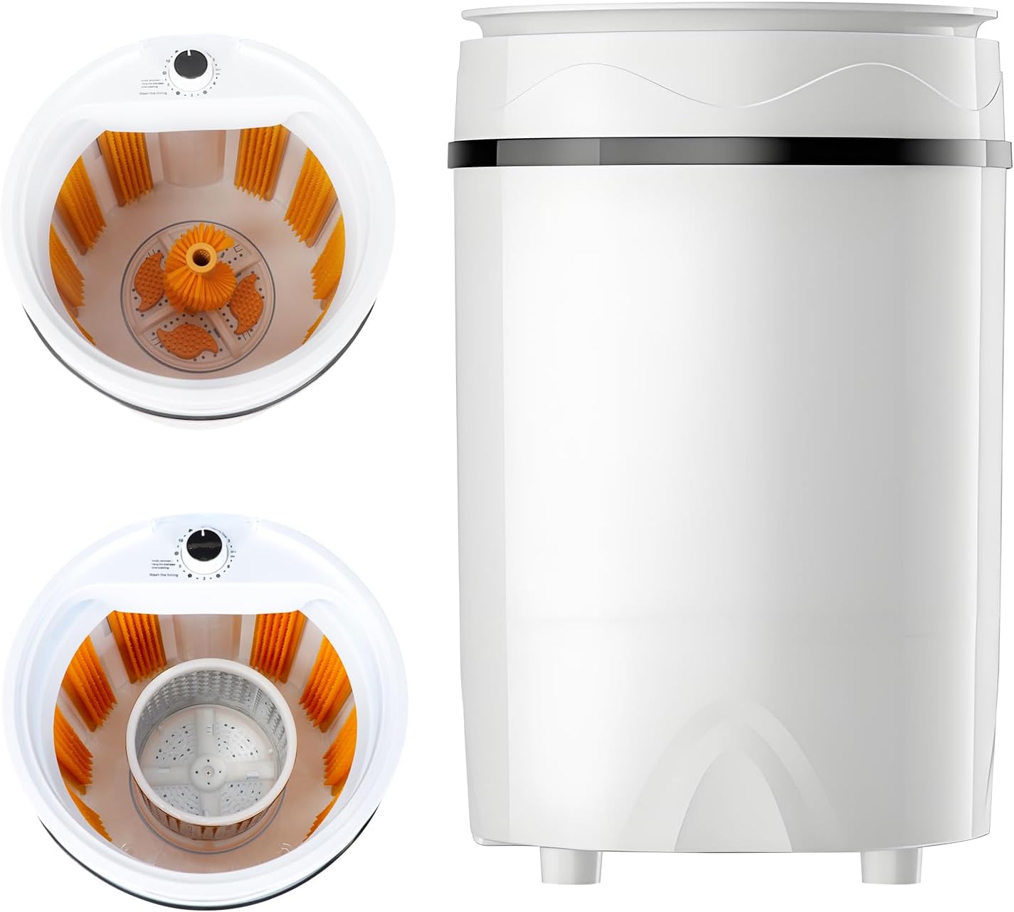 Portable Shoes Washing Machine - Compact 15'×15'×24' Mini Washer with Removable PA Soft Brush for Shoes, 7kg Lightweight with Handle, 3 Functions: Wash Shoes/Clothes and Spin-Dry;Knob Operation