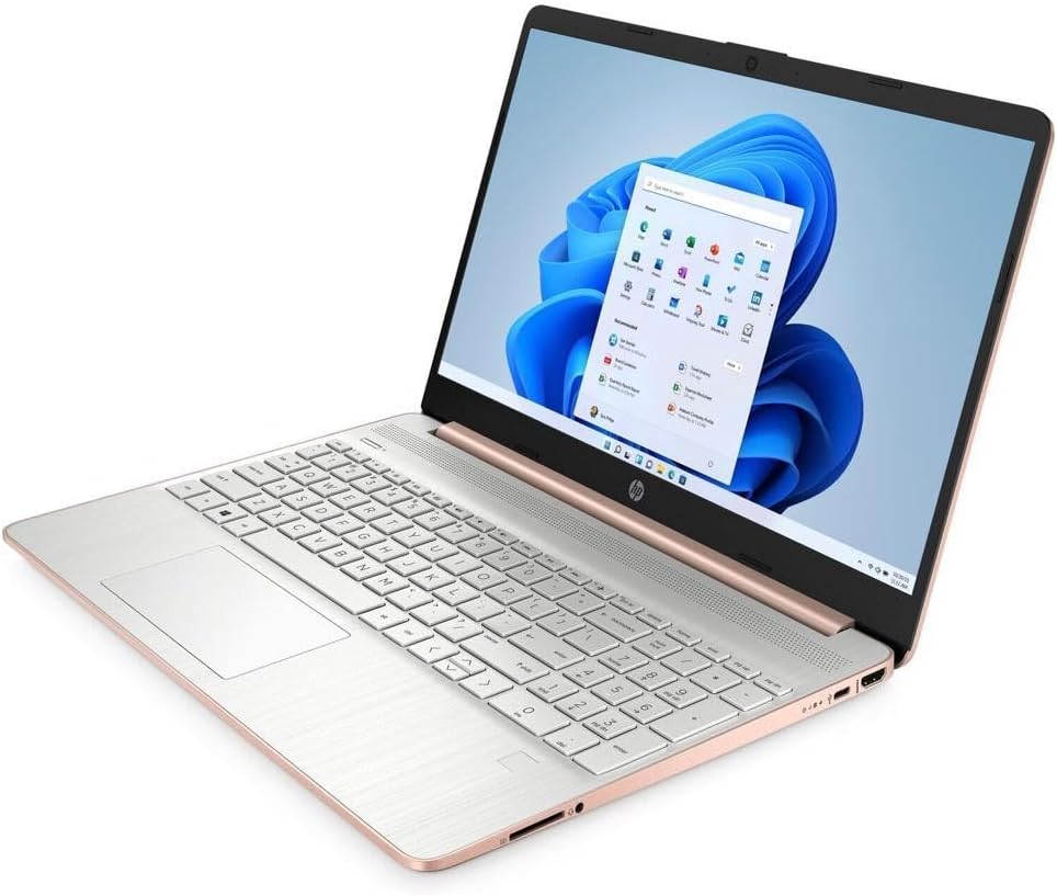 HP 2023 15'' HD IPS Laptop, Windows 11, Intel 4-Core Processor Up to 2.60GHz, 8GB SA RAM, 128GB SSD, HDMI, Super-Fast 6th Gen WiFi, Dale Gold (Renewed)
