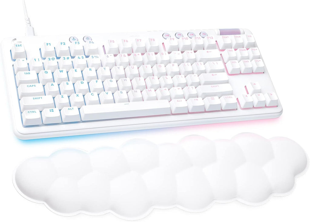 Logitech G713 Wired Mechanical Gaming Keyboard with LIGHTSYNC RGB Lighting, Linear Switches (GX Red), and Keyboard Palm Rest, PC and Mac Compatible - White Mist