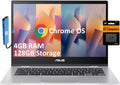 ASUS Chromebook 14 Laptop (14' FHD Anti-Glare, Intel Celeron N4500, 4GB RAM, 128GB Storage (64GB eMMC+ 64GB IST SD Card)), Home & Student, IST HUB, 12-Hour Long Battery Life, Webcam, Wi-Fi, Chrome OS