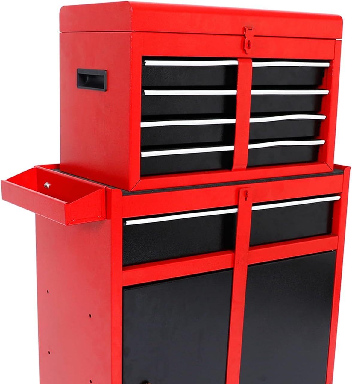 Rolling Tool Chest with 5 Drawers, Metal Storage Cabinet, Lockable Tool Storage Box Metal Organizer (Red)