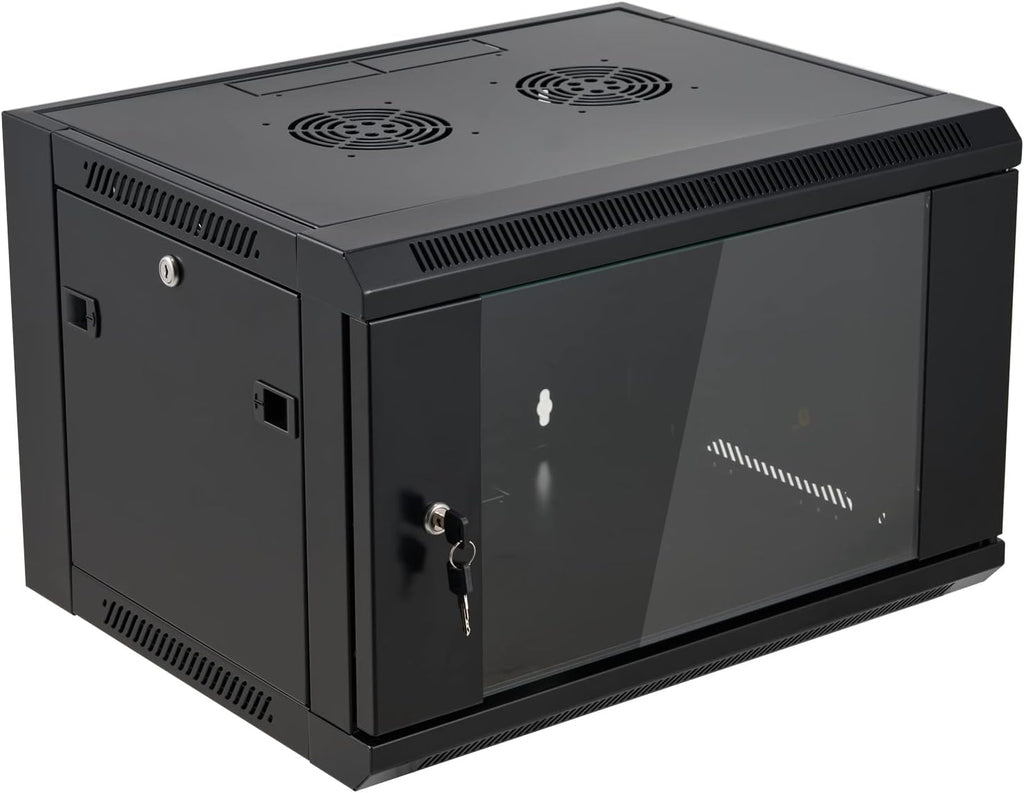 6U Wall Mount Server Cabinet Network Rack Enclosure Locking Glass Door by Tedgetal