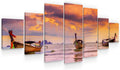 Startonight Large Canvas Wall Art Beach - Boats on the Morning Ocean - Huge Framed Modern Set of 7 Panels 40' x 95'