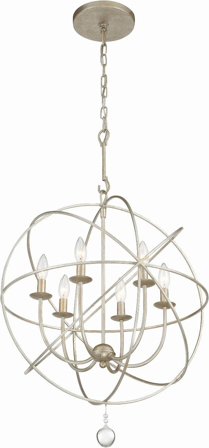 Crystorama Solaris 6 Light Olde Silver Sphere Chandelier