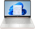HP 2023 15'' HD IPS Laptop, Windows 11, Intel 4-Core Processor Up to 2.60GHz, 8GB SA RAM, 128GB SSD, HDMI, Super-Fast 6th Gen WiFi, Dale Gold (Renewed)